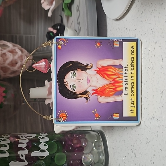 🩷🔥Super Cute & Funny Girly Girlz Ceramic Plaque with Dangling Pink Faux Gem - Picture 11 of 11